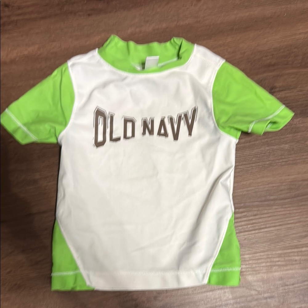 Old Navy Green and White Kids' Swim Shirt